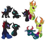 ambiguous_gender antlers black_body duo fangs feral green_body horn purple_eyes simple_background smile teeth white_background young young_ambiguous young_feral doodlemark friendship_is_magic hasbro my_little_pony pharynx_(mlp) thorax_(mlp) arthropod changeling absurd_res hi_res brother_(lore) brothers_(lore) male_(lore) sibling_(lore)