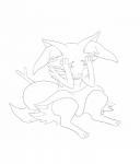 anthro breasts clothing female fluffy fur sad simple_background solo white_background silentsound nintendo pokemon fan_character minx_lyra braixen canid canine generation_6_pokemon mammal pokemon_(species) digital_media_(artwork) hi_res monochrome