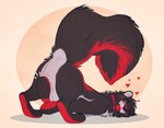 anthro blush collar featureless_crotch feral male mitten_hands null null_bulge null_masturbation null_stimulation plushie solo tongue tongue_out conditional_dnp tailgrip animate_inanimate living_plushie mammal mephitid skunk