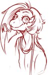 anthro blep closed_smile forked_tongue hair looking_at_viewer male mouth_closed red_line_art simple_background smile solo tongue tongue_out white_background x_pupils burryro shen_(vic_johansen) reptile scalie snake 2021 colored_line_art hi_res monochrome red_and_white sketch