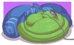 5_fingers 5_toes absurd_res alistair_(hugefatfat) alternate_version_at_source anthro belly belly_expansion belly_inflation big_belly big_butt big_moobs bloated blue_body blue_bottomwear blue_clothing blue_shorts bottomwear butt claws clothing darksidesf dinosaur expansion fangs feet fingers green_belly hi_res hose hose_inflation huge_belly huge_butt huge_thighs hyper hyper_belly hyper_butt immobile inflation liquid_inflation male moobs morbidly_obese morbidly_obese_anthro morbidly_obese_male obese obese_anthro obese_male open_mouth overweight overweight_anthro overweight_male prehistoric_species reptile scalie sequence shorts solo striped_arms teeth thick_thighs toes weight_gain