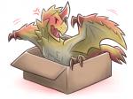4:3 ambiguous_gender box canes-cm capcom container dragon feral flying_wyvern horn if_it_fits_i_sits_(meme) in_box in_container membrane_(anatomy) membranous_wings meme monster_hunter mythological_creature mythological_scalie mythology reptile scalie seregios simple_background solo tail white_background wings