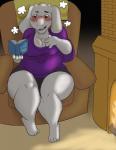 anthro big_breasts blush book breasts clothed clothing curvy_figure female fully_clothed solo voluptuous wide_hips espent undertale undertale_(series) toriel boss_monster_(undertale) bovid caprine mammal hi_res