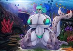 anthro areola areola_slip big_breasts bikini breasts clothing exercise female hair huge_breasts lipstick looking_at_viewer makeup multicolored_hair push-up solo swimwear thick_thighs two-piece_swimsuit underwater water mrxrayfire samantha_(wickaboom) cetacean mammal marine hi_res