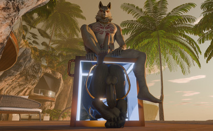 anthro balls beach black_body black_nose bound box container curling_toes duo erection feet foot_fetish free_use fur furniture genitals glory_box humanoid_feet humanoid_genitalia humanoid_penis jewelry male male/male nude on_box palm_tree penis plant plantigrade sitting soles toes trapped tree white_body white_fur rungiko dollymolly323_(modeler) okamical_(modeler) epic_games fortnite fletcher_kane thunder_(fortnite) canid canine canis lizard mammal reptile scalie wolf 3d_(artwork) absurd_res digital_media_(artwork) hi_res huge_filesize