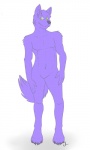 2012 3:5 anthro biped canid canine canis fur male mammal monsterdrool purple_body purple_fur sekotta simple_background solo standing white_background wolf young young_anthro young_male
