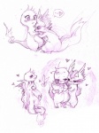 ambiguous_gender blush duo feral fire flaming_tail heart_symbol love romantic romantic_couple semi-anthro simple_background tail white_background ouroporos nintendo pmd-e pokemon numa_(ouroporos) charmander generation_1_pokemon generation_3_pokemon linoone lizard pokemon_(species) reptile scalie purple_theme sketch