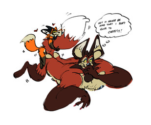 anal anal_penetration anthro biped blue_eyelids blue_nipples brown_body brown_ears brown_fur claws doggystyle duo ear_tuft from_behind_position fur hand_on_mouth heart_symbol larger_penetrated larger_sub looking_pleasured male male/male motion_lines nipples orange_body orange_fur penetration pink_claws sex simple_background size_difference small_top_big_bottom submissive thought_bubble tuft white_background white_body white_fur yellow_eyes senedjem_(artist) webster's_infinite_club_crawl senedjem webster_the_fox canid canine fox mammal hi_res