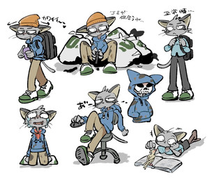 anthro backpack blood bodily_fluids book cellphone clothing crying dirty electronics footwear hat headgear headwear hoodie male mask multiple_poses phone pose shoes simple_background sitting smartphone smile tears text topwear trash_bag young summerboys35 odd_taxi hajime_tanaka_(odd_taxi) avian bird cockatiel cockatoo cougar felid feline mammal parakeet parrot true_parrot japanese_text
