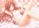 beckoning bed blush bow_camisole breasts brown_eyes brown_hair camisole clothing female furniture gesture hair lingerie long_hair looking_at_viewer lying on_back panties pillow smile solo translucent translucent_camisole translucent_clothing underwear white_camisole white_clothing white_panties white_underwear yuu_(yu0221f) animal_humanoid canid canid_humanoid canine canine_humanoid fox fox_humanoid humanoid mammal mammal_humanoid