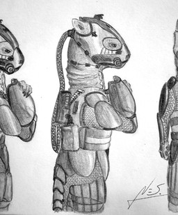 crossbreeding future futuristic group male pilot science_fiction holt5 hybrid mammal scalie black_and_white graphite_(artwork) hi_res monochrome traditional_media_(artwork)