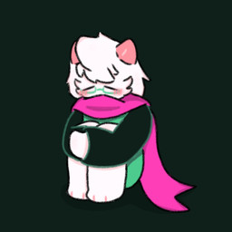 anthro blush clothing eyewear fur glasses horn male robe sad scarf simple_background sitting sitting_on_ground solo white_body white_fur yuyuawa deltarune undertale_(series) ralsei bovid caprine goat mammal 1:1 low_res