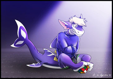 4_toes anthro barefoot bdsm biped bondage bottomwear bound bulge challenge clothed clothing countershade_feet countershading feet fin gills glistening grey_eyes hair latex lock long_tail male plantigrade purple_tail restrained restraints simple_background soles solo straitjacket submissive submissive_male tail tail_fin teeth text toes underwear white_hair vir-no-vigoratus rubik's_cube raditas aquatic fish shark 2016 digital_drawing_(artwork) digital_media_(artwork) story story_in_description url