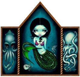 ambiguous_gender black_hair breasts eyebrows eyelashes female feral fin fish_tail green_tail group hair legless lips long_hair makeup mermaid_tail navel pink_lips split_form tail tail_fin tentacles jasmine_becket-griffith cephalopod coleoid decapodiform humanoid humanoid_merfolk mammal marine merfolk mollusk nautilus octopodiform octopus squid formal_art painting_(artwork) traditional_media_(artwork) traditional_painting_(artwork)