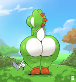 2021 animated anthro anus ball barely_visible_anus big_butt blue_sky boots butt clothing dated detailed_background digital_media_(artwork) footwear forest golf golf_ball golf_club grass green_body green_yoshi huge_butt huge_hips huge_thighs hyper hyper_butt hyper_hips hyper_thighs joaoppereiraus male mario_bros mario_golf mostly_nude music nature nature_background nintendo obese obese_anthro obese_male overweight overweight_anthro overweight_male plant pokemon_speak saddle shaded shell shoes short_playtime signature sky solo sound sound_warning sport thick_thighs tree webm white_body white_skin wide_hips year yoshi