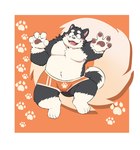 4_fingers 4_toes anthro belly blush bulge clothing feet fingers humanoid_hands kemono male moobs overweight overweight_male solo toes underwear ginnosuke canid canine canis domestic_dog mammal 2023 hi_res