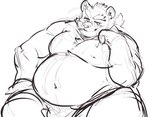 anthro belly bulge cigarette clothing eyebrows looking_at_viewer male musclegut muscular navel nipples pecs smoking smug solo speedo swimwear thick_eyebrows exe_exem lifewonders tokyo_afterschool_summoners leib_(tas) bear mammal polar_bear ursine sketch