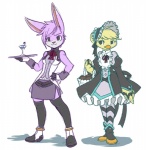 alternate_species alternate_universe anthro anthrofied clothing dress duo female furrification simple_background white_background naoren five_nights_at_freddy's scottgames bonnie_(fnaf) chica_(fnaf) avian bird lagomorph leporid mammal rabbit