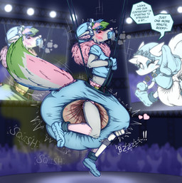 ageplay anthro baby_bouncer being_watched big_diaper blush bodily_fluids bonnet booties breath bulge clothing diaper diaper_cover excessive_feces exhibitionism feces game_show handwear headgear headwear heart_symbol huge_diaper humiliation hyper hyper_diaper hyper_feces hyper_soiling infantilism looking_at_another male mittens pacifier panting resisting resisting_orgasm roleplay sex_toy soiled_diaper soiling solo stink_fumes tears tears_of_pleasure through_clothing unclean_diaper used_diaper vibrator wand_vibrator poofbuttrocky crinkles_(poofbuttrocky) rocky_(poofbuttrocky) canid canine canis fairy mammal wolf hi_res