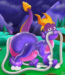 big_diaper clothed clothing diaper diaper_fetish fart_tubes feral hosesuit huge_diaper looking_at_viewer male purple_body purple_diaper purple_eyes solo tight_clothing wearing_diaper burritokitten activision mythology spyro_the_dragon spyro dragon mythological_creature mythological_scalie scalie hi_res