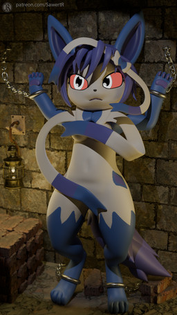 anthro biped breasts brick chain covering covering_breasts covering_self detailed_background eyewear female female_anthro hair inside nude nude_female open_mouth paws prison red_eyes solo tail teeth text white_body sawert blender_cycles nintendo pokemon fan_character silvana_(sawert) eeveelution generation_6_pokemon mammal pokemon_(species) sylveon 2025 3d_(artwork) 9:16 blender_(artwork) digital_media_(artwork) hi_res url