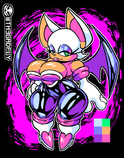 anthro bedroom_eyes big_breasts breasts cleavage clothed clothing female looking_at_viewer narrowed_eyes seductive solo thick_thighs tight_clothing wide_hips th3gadfly sega sonic_the_hedgehog_(series) rouge_the_bat bat mammal hi_res