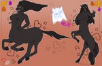 black_body black_fur black_hair breasts female fur galloping hair multiple_poses on_hind_legs pose simple_background solo riddleheart canid canine canis equid equid_taur hybrid mammal mammal_taur taur wolf absurd_res hi_res pinup sketch