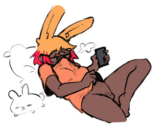 5_fingers bottomless breasts brown_body brown_ears brown_face brown_skin clothed clothing eyewear female female_humanoid fingers glasses hair holding_object lying multicolored_hair on_back orange_ears orange_hair pillow plushie pubes rabbit_ears red_hair round_glasses shirt shirt_only shirt_over_face simple_background solo topwear topwear_only two_tone_hair wearing_glasses white_background derpyfox_36 resso_(derpyfox_36) animal_humanoid humanoid lagomorph lagomorph_humanoid leporid_humanoid mammal mammal_humanoid rabbit_humanoid 2021 digital_drawing_(artwork) digital_media_(artwork)
