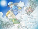 anthro clothed clothing day detailed_background duo male outside snow snowboarding glairedaggers bandai_namco klonoa_(series) klonoa hybrid moo_(klonoa) 4:3 digital_media_(artwork) hi_res