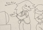 anthro dialogue duo female male male/female parody satire shitpost text commander_d deltarune kris_where_are_we undertale_(series) egoraptor kris_(deltarune) susie_(deltarune) dinosaur human mammal prehistoric_species reptile scalie english_text meme