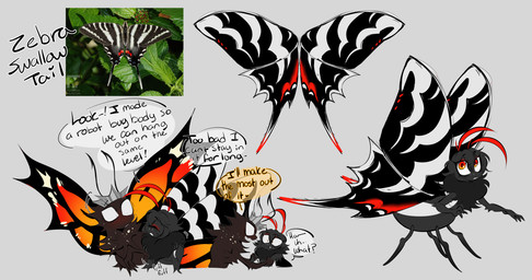 4_legs alternate_form ambiguous_gender antennae_(anatomy) black_body blush bodily_fluids canon_x_oc crown dialogue duo eye_contact eyelashes eyespots female female/ambiguous female_feral feral freckled_face freckles grey_background headgear imminent_sex insect_wings looking_at_another markings open_mouth open_smile orange_wings pupils red_antennae red_eyes ruff simple_background small_pupils smile speech_bubble striped_wings stripes surprised sweat teeth text wings bileshroom disney hoppers_(disney) pixar scarlet_(masochistfox) titus_(hoppers) arthropod butterfly insect lepidopteran monarch_butterfly swallowtail_butterfly zebra_swallowtail 2026 digital_media_(artwork) english_text hi_res photography_(artwork) picture_in_picture reference_image species_name