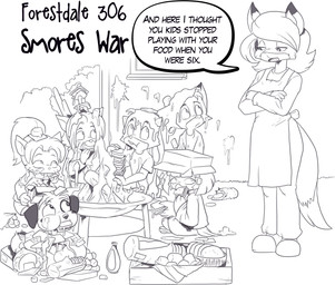 anthro apron candy chocolate chocolate_bar clothing dessert dialogue female fire food group male marshmallow s'more speech_bubble nauyaco forestdale adam_summers_(forestdale) dallas_burnside_(forestdale) izabell_carroll_(forestdale) jake_noel_(forestdale) kyle_kendricks_(forestdale) rita_kendricks_(forestdale) sora_jeon_(forestdale) avian bird canid canine canis dalmatian deer domestic_cat domestic_dog felid feline felis fox hybrid lagomorph leporid mammal oscine passerine rabbit sparrow wolf hi_res mother_(lore) mother_and_child_(lore) mother_and_son_(lore) parent_(lore) parent_and_child_(lore) parent_and_son_(lore) son_(lore)