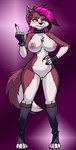 anthro areola blush breasts clothing collar female fingerless_gloves fur genitals gesture gloves hair hand_gesture handwear legwear middle_finger mostly_nude navel nipple_dip nipples pussy simple_background solo spiked_collar spikes stockings tail blaze-lupine balto_(series) universal_studios amaryllis_(blaze-lupine) canid canine canis domestic_dog husky hybrid mammal nordic_sled_dog spitz wolf wolfdog absurd_res digital_media_(artwork) hi_res