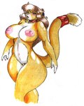 accessory anthro bell bell_collar big_breasts blush breasts brown_hair collar curvy_figure female furgonomics genitals hair jewelry multicolored_body navel nude open_mouth pubes pussy ring solo tail tail_accessory tail_jewelry tail_ring thick_thighs two_tone_body voluptuous wide_hips danellz kathy_(danellz) felid lion mammal pantherine 2006