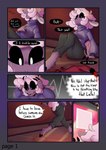 absurd_res anthro bodily_fluids bovid breasts caprine claws clothed clothing comic death demon detailed_background dialogue english_text female fluffy fluffy_tail fur hair hazbin_hotel hi_res mammal purple_body purple_fur purple_hair sheep sheep_demon_(hazbin_hotel) solo speech_bubble sweat tail teeth text whiteartblood