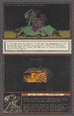 ambiguous_gender black_background brick cable corpse death gore guts horror_(theme) killing not_furry organs science_fiction simple_background sitting text wire wounded plastiboo godhusk sage-v2 biomechanical humanoid vessel_(godhusk) character_name english_text official_art