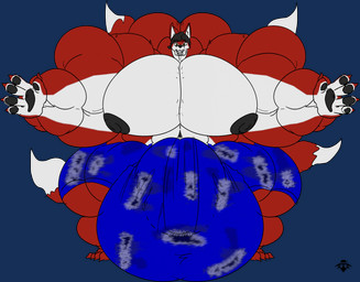 anthro areola balls_outline big_bulge big_hands big_muscles big_pecs biped bottomwear bulge clothed clothing detailed_bulge fingers fur genital_outline hair hug huge_bulge huge_hands huge_muscles huge_pecs hyper hyper_bulge hyper_muscles hyper_pecs looking_at_viewer male male_anthro multi_tail muscular muscular_anthro muscular_male nipples open_mouth pants pattern_clothing pawpads paws pecs smile solo tail teeth topless wide_stance mimic12455 asian_mythology east_asian_mythology mythology canid canine fox fox_spirit mammal alpha_channel digital_media_(artwork) hi_res