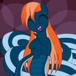 anthro apode blue_body blue_scales eyes_closed fangs female hair legless long_hair open_mouth open_smile orange_hair scales serpentine smile solo teeth text badumsquish hasbro my_little_pony fan_character kalianne draconcopode equid equine horse mammal naga pony english_text hi_res