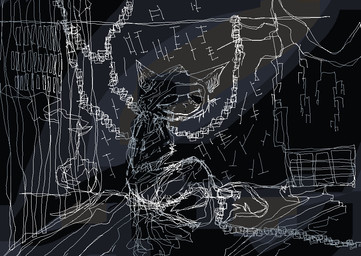 ambiguous_anthro ambiguous_gender anthro bound chain chained clothed clothing detailed_background hood horror_(theme) solo naircat domestic_cat felid feline felis mammal 2017 dark_theme digital_drawing_(artwork) digital_media_(artwork) microsoft_paint_(artwork)