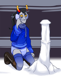 animal_genitalia animal_penis biped clean_diaper clothed clothing diaper equine_genitalia equine_penis genitals legwear male pantsless pantsless_humanoid pantsless_male penis snowman solo thigh_highs wearing_diaper yellow_sclera zee-rage-man homestuck ms_paint_adventures horuss_zahhak alien humanoid troll_(homestuck) 2015 censored digital_drawing_(artwork) digital_media_(artwork) mosaic_censorship