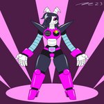 alternate_species anthro armor black_hair hair horn machine male pink_light robotic robotic_arm robotic_leg white_head mac-daddy undertale undertale_(series) mettaton mettaton_ex boss_monster_(undertale) bovid caprine goat mammal robot 1:1 absurd_res hi_res