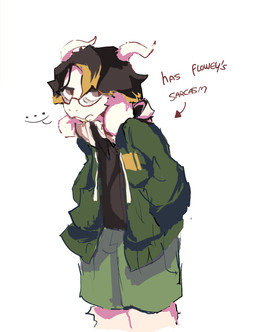 anthro black_clothing black_hair black_shirt black_topwear clothing fur hair horn jacket male shirt simple_background solo text topwear white_background white_body white_fur playcenter deltarune undertale undertale_(series) asriel_dreemurr bovid caprine goat mammal 2025