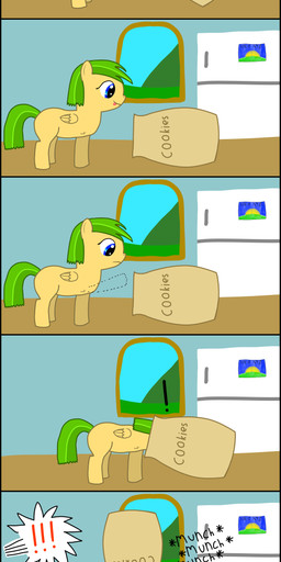 amputee comic cookie english_text equine female feral food gold_star green_hair hair inside my_little_pony pegasus text wings yellow_body
Rating: Safe
Score: -3
User: moon_werewolf
Date: June 28, 2013