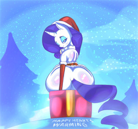 anthro bell bell_necklace big_butt box butt christmas_clothing christmas_headwear christmas_tree clothing cloud cloudy_sky cold container elemental_manipulation female gift gift_bow gift_box hair happy headgear headwear holidays horn huge_butt ice_manipulation looking_at_viewer looking_back looking_pleasured outside plant ponytail sitting sky smile smile_at_viewer smiley_face snow snowing solo thick_thighs tree unicorn_horn spikelove15 christmas friendship_is_magic hasbro my_little_pony mythology rarity_(mlp) equid equine mammal mythological_creature mythological_equine unicorn absurd_res hi_res