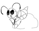 antennae_(anatomy) anthro bent_over big_diaper clothed clothing diaper diaper_only female neck_tuft open_mouth open_smile smile solo stinger tail topless tuft wearing_diaper wings fairyfudge bug_fables moonsprout_games vi_(bug_fables) arthropod bee hymenopteran insect sketch