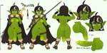 arm_armor balls big_penis black_hair blush bodily_fluids breasts broadsword cape clothed clothing ear_piercing ear_ring erection genital_fluids genitals green_body gynomorph hair huge_penis intersex melee_weapon mostly_nude muscular muscular_gynomorph muscular_intersex nipples penis piercing pointy_ears precum ring_piercing solo sword tattoo text thigh_strap weapon seraziel pounds_(anon) goblin humanoid 2023 2:1 english_text hi_res model_sheet