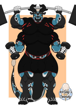 2_penis_bulge 4_arms 4_pecs anthro barbell big_bulge big_muscles big_pecs bulge clothed clothed_anthro clothed_male clothing dumbbell exercise exercise_clothing fully_clothed fully_clothed_anthro fully_clothed_male genitals horizontal_diphallism_bulge huge_pecs male multi_arm multi_genitalia_bulge multi_limb multi_pecs multi_penis_bulge multifur muscular muscular_male pecs solo standing tight_clothing weightlifting weights workout 1ceberg alien bovid bovine cattle hybrid mammal absurd_res hi_res