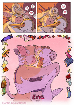 5_fingers anthro anthro_on_anthro bed bedroom bell beverage blindfold blush bodily_fluids bottomless bottomless_anthro bottomless_female boxers_(clothing) breasts brush butt candle card clothed clothed/nude clothed_anthro clothed_female clothing cock_warmer cuddling daww duo embarrassed feathers female fingers fur furniture hug humanoid_hands interspecies interspecies_romance legwear lingerie lotion lube male male/female nude nude_anthro nude_male on_bed panties penis_clothing petals romantic romantic_ambiance romantic_couple rose_petals sex_toy smile speech_bubble stockings tan_body tan_fur tears text the_end toothbrush umbrella underwear vibrator white_body white_feathers kantachibli uno clover_(kantachibli) phillip_(kantachibli) avian bird bovid bovine cattle heron mammal pelecaniform comic hi_res url