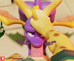 2_horns anthro armband balls big_balls big_butt big_penis brown_spots butt duo fellatio first_person_view fur genitals holding_head horn interspecies male male/male markings oral penile penis purple_body purple_eyes purple_scales scales sex sound_effects spots spotted_body spotted_fur tail text yellow_body yellow_fur yellow_horn camseven activision mythology spyro_the_dragon hunter_(spyro) spyro cheetah dragon felid feline mammal mythological_creature mythological_scalie scalie 2024 3d_(artwork) digital_media_(artwork) english_description hi_res