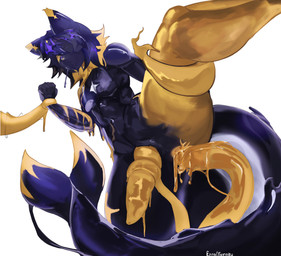 ambiguous_gender anthro big_penis genitals latex male penetration penis solo tentacle_penetration tentacles thick_thighs erralyuraku absurd_res hi_res